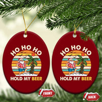 Xmas In July Santa Ho Ho Hold My Beer Ceramic Ornament Summer Beach Hawaii Santa USA Flag - Wonder Print Shop