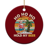 Xmas In July Santa Ho Ho Hold My Beer Ceramic Ornament Summer Beach Hawaii Santa USA Flag - Wonder Print Shop