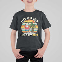 Christmas In July Santa Ho Ho Hold My Beer T Shirt For Kid Summer Beach Hawaii Santa USA Flag - Wonder Print Shop