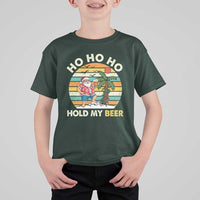 Christmas In July Santa Ho Ho Hold My Beer T Shirt For Kid Summer Beach Hawaii Santa USA Flag - Wonder Print Shop