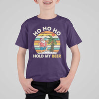 Christmas In July Santa Ho Ho Hold My Beer T Shirt For Kid Summer Beach Hawaii Santa USA Flag - Wonder Print Shop