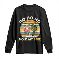 Christmas In July Santa Ho Ho Hold My Beer Long Sleeve Shirt Summer Beach Hawaii Santa USA Flag - Wonder Print Shop