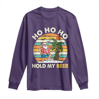 Christmas In July Santa Ho Ho Hold My Beer Long Sleeve Shirt Summer Beach Hawaii Santa USA Flag - Wonder Print Shop
