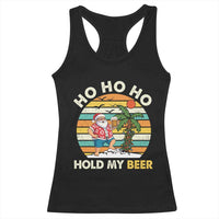 Christmas In July Santa Ho Ho Hold My Beer Racerback Tank Top Summer Beach Hawaii Santa USA Flag - Wonder Print Shop