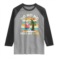Christmas In July Santa Ho Ho Hold My Beer Raglan Shirt Summer Beach Hawaii Santa USA Flag - Wonder Print Shop