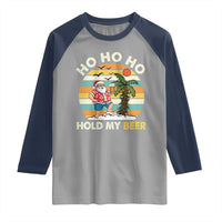 Christmas In July Santa Ho Ho Hold My Beer Raglan Shirt Summer Beach Hawaii Santa USA Flag - Wonder Print Shop