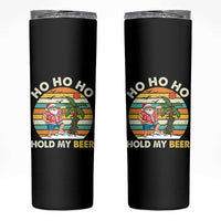 Christmas In July Santa Ho Ho Hold My Beer Skinny Tumbler Summer Beach Hawaii Santa USA Flag - Wonder Print Shop