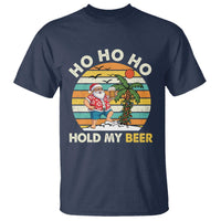 Christmas In July Santa Ho Ho Hold My Beer T Shirt Summer Beach Hawaii Santa USA Flag - Wonder Print Shop