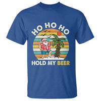 Christmas In July Santa Ho Ho Hold My Beer T Shirt Summer Beach Hawaii Santa USA Flag - Wonder Print Shop
