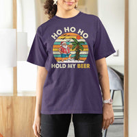 Christmas In July Santa Ho Ho Hold My Beer T Shirt For Women Summer Beach Hawaii Santa USA Flag - Wonder Print Shop