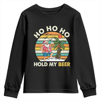 Christmas In July Santa Ho Ho Hold My Beer Youth Sweatshirt Summer Beach Hawaii Santa USA Flag - Wonder Print Shop