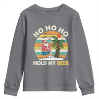 Christmas In July Santa Ho Ho Hold My Beer Youth Sweatshirt Summer Beach Hawaii Santa USA Flag - Wonder Print Shop