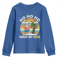 Christmas In July Santa Ho Ho Hold My Beer Youth Sweatshirt Summer Beach Hawaii Santa USA Flag - Wonder Print Shop