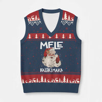 Mele Kalikimaka V-Neck Knit Sweater Vest Hawaii Xmas Party Santa - Wonder Print Shop