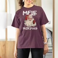 Mele Kalikimaka T Shirt For Women Hawaii Christmas Party Santa - Wonder Print Shop