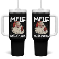 Mele Kalikimaka Tumbler With Handle Hawaii Christmas Party Santa - Wonder Print Shop