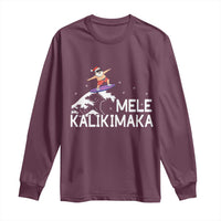 Christmas In July Surfing Santa Long Sleeve Shirt Mele Kalikimaka Summer Beach Hawaii - Wonder Print Shop
