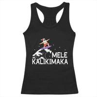 Christmas In July Surfing Santa Racerback Tank Top Mele Kalikimaka Summer Beach Hawaii - Wonder Print Shop