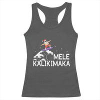 Christmas In July Surfing Santa Racerback Tank Top Mele Kalikimaka Summer Beach Hawaii - Wonder Print Shop