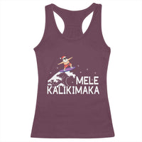 Christmas In July Surfing Santa Racerback Tank Top Mele Kalikimaka Summer Beach Hawaii - Wonder Print Shop