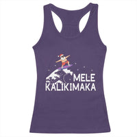 Christmas In July Surfing Santa Racerback Tank Top Mele Kalikimaka Summer Beach Hawaii - Wonder Print Shop