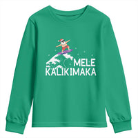 Christmas In July Surfing Santa Youth Sweatshirt Mele Kalikimaka Summer Beach Hawaii - Wonder Print Shop