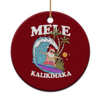 Mele Kalikimaka Hawaii Xmas Surfing Santa Ceramic Ornament Summer Beach Hawaii Xmas In July - Wonder Print Shop