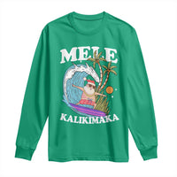 Mele Kalikimaka Hawaii Christmas Surfing Santa Long Sleeve Shirt Summer Beach Hawaii Xmas In July - Wonder Print Shop