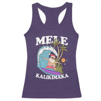 Mele Kalikimaka Hawaii Christmas Surfing Santa Racerback Tank Top Summer Beach Hawaii Xmas In July - Wonder Print Shop