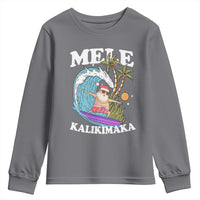 Mele Kalikimaka Hawaii Christmas Surfing Santa Youth Sweatshirt Summer Beach Hawaii Xmas In July - Wonder Print Shop