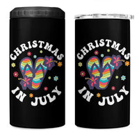 Christmas In July Summer Beach 4 in 1 Can Cooler Tumbler Hawaii Flip Flops Hibiscus - Wonder Print Shop