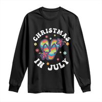Christmas In July Summer Beach Long Sleeve Shirt Hawaii Flip Flops Hibiscus - Wonder Print Shop