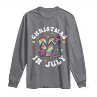 Christmas In July Summer Beach Long Sleeve Shirt Hawaii Flip Flops Hibiscus - Wonder Print Shop