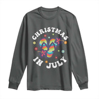 Christmas In July Summer Beach Long Sleeve Shirt Hawaii Flip Flops Hibiscus - Wonder Print Shop