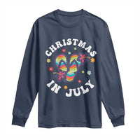 Christmas In July Summer Beach Long Sleeve Shirt Hawaii Flip Flops Hibiscus - Wonder Print Shop