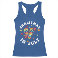 Christmas In July Summer Beach Racerback Tank Top Hawaii Flip Flops Hibiscus - Wonder Print Shop