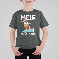 Mele Kalikimaka T Shirt For Kid Santa Water Skiing Summer Beach Hawaiian Christmas In July - Wonder Print Shop