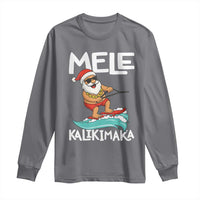 Mele Kalikimaka Long Sleeve Shirt Santa Water Skiing Summer Beach Hawaiian Christmas In July - Wonder Print Shop