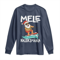 Mele Kalikimaka Long Sleeve Shirt Santa Water Skiing Summer Beach Hawaiian Christmas In July - Wonder Print Shop
