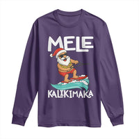 Mele Kalikimaka Long Sleeve Shirt Santa Water Skiing Summer Beach Hawaiian Christmas In July - Wonder Print Shop