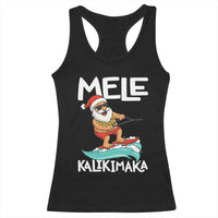 Mele Kalikimaka Racerback Tank Top Santa Water Skiing Summer Beach Hawaiian Christmas In July - Wonder Print Shop