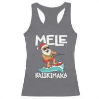 Mele Kalikimaka Racerback Tank Top Santa Water Skiing Summer Beach Hawaiian Christmas In July - Wonder Print Shop
