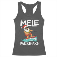 Mele Kalikimaka Racerback Tank Top Santa Water Skiing Summer Beach Hawaiian Christmas In July - Wonder Print Shop