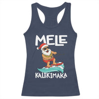 Mele Kalikimaka Racerback Tank Top Santa Water Skiing Summer Beach Hawaiian Christmas In July - Wonder Print Shop