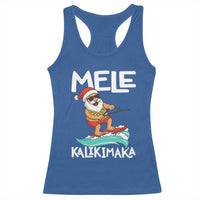 Mele Kalikimaka Racerback Tank Top Santa Water Skiing Summer Beach Hawaiian Christmas In July - Wonder Print Shop