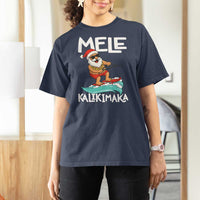 Mele Kalikimaka T Shirt For Women Santa Water Skiing Summer Beach Hawaiian Christmas In July - Wonder Print Shop