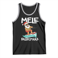 Mele Kalikimaka Tank Top Santa Water Skiing Summer Beach Hawaiian Christmas In July - Wonder Print Shop