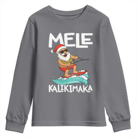 Mele Kalikimaka Youth Sweatshirt Santa Water Skiing Summer Beach Hawaiian Christmas In July - Wonder Print Shop