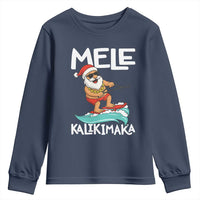 Mele Kalikimaka Youth Sweatshirt Santa Water Skiing Summer Beach Hawaiian Christmas In July - Wonder Print Shop