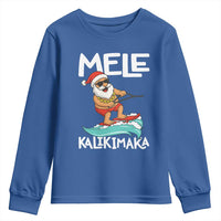 Mele Kalikimaka Youth Sweatshirt Santa Water Skiing Summer Beach Hawaiian Christmas In July - Wonder Print Shop